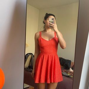 Rhythm/Lulus Tie Back Summer Mini Dress in Orange and White (L)